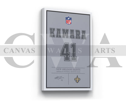 Alvin Kamara Canvas Wall Art - NFL Jersey Poster | Ready to Hang Sports Canvas Print