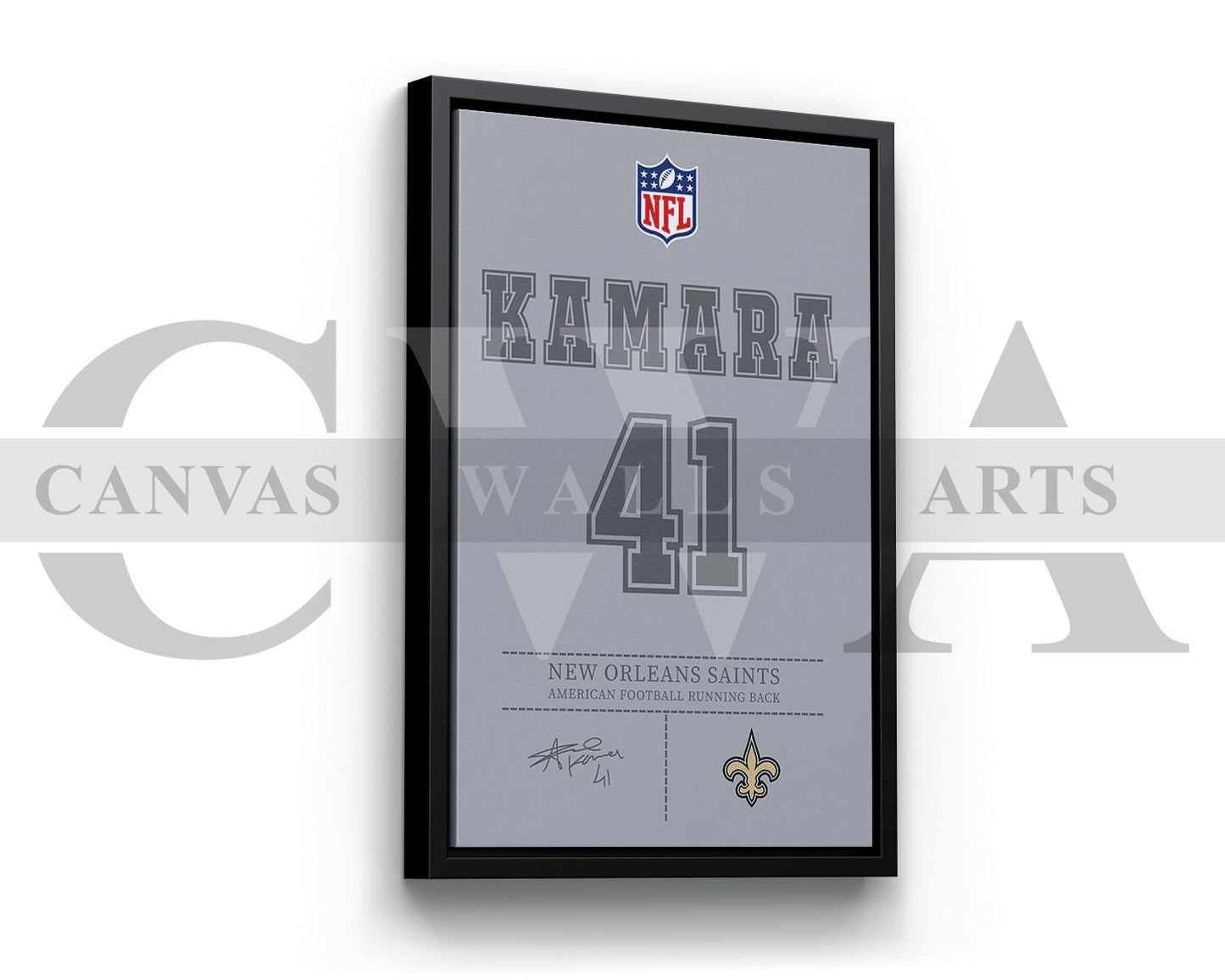 Alvin Kamara Canvas Wall Art - NFL Jersey Poster | Ready to Hang Sports Canvas Print