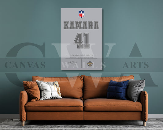 Alvin Kamara Canvas Wall Art - NFL Jersey Poster | Ready to Hang Sports Canvas Print