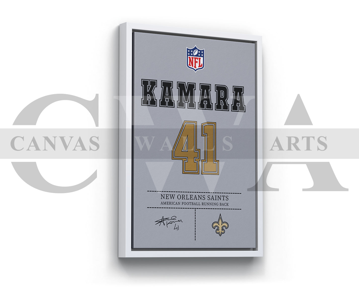 Alvin Kamara Canvas Wall Art - NFL Jersey Poster | Ready to Hang Sports Canvas Print