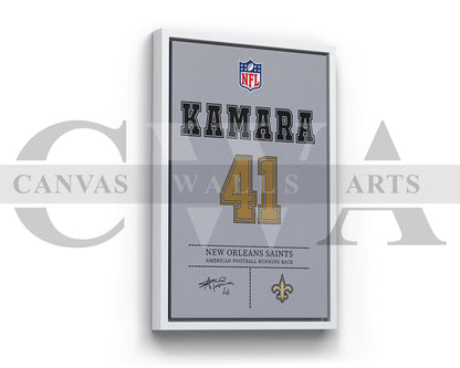 Alvin Kamara Canvas Wall Art - NFL Jersey Poster | Ready to Hang Sports Canvas Print