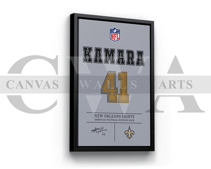 Alvin Kamara Canvas Wall Art - NFL Jersey Poster | Ready to Hang Sports Canvas Print