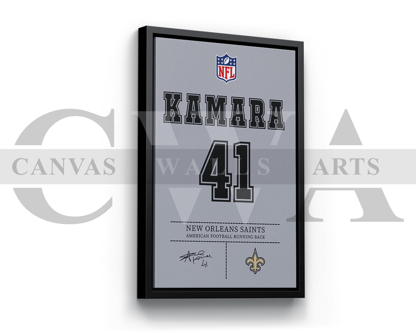Alvin Kamara Canvas Wall Art - NFL Jersey Poster | Ready to Hang Sports Canvas Print