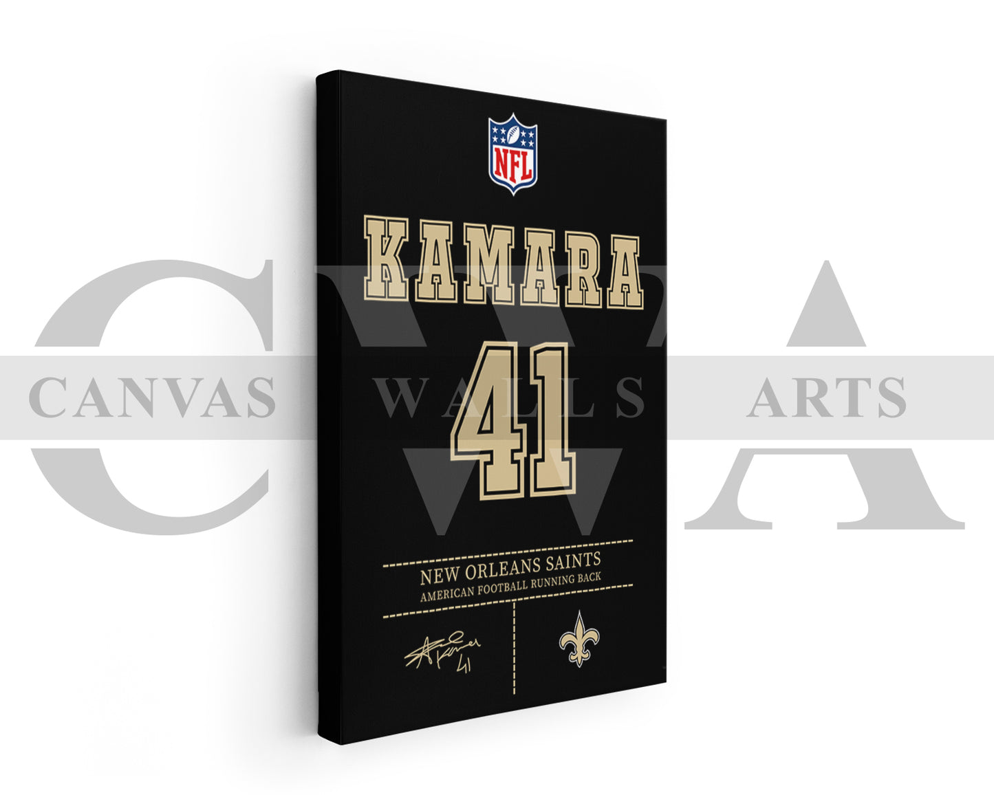 Alvin Kamara Canvas Wall Art - NFL Jersey Poster | Ready to Hang Sports Canvas Print