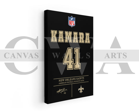 Alvin Kamara Canvas Wall Art - NFL Jersey Poster | Ready to Hang Sports Canvas Print