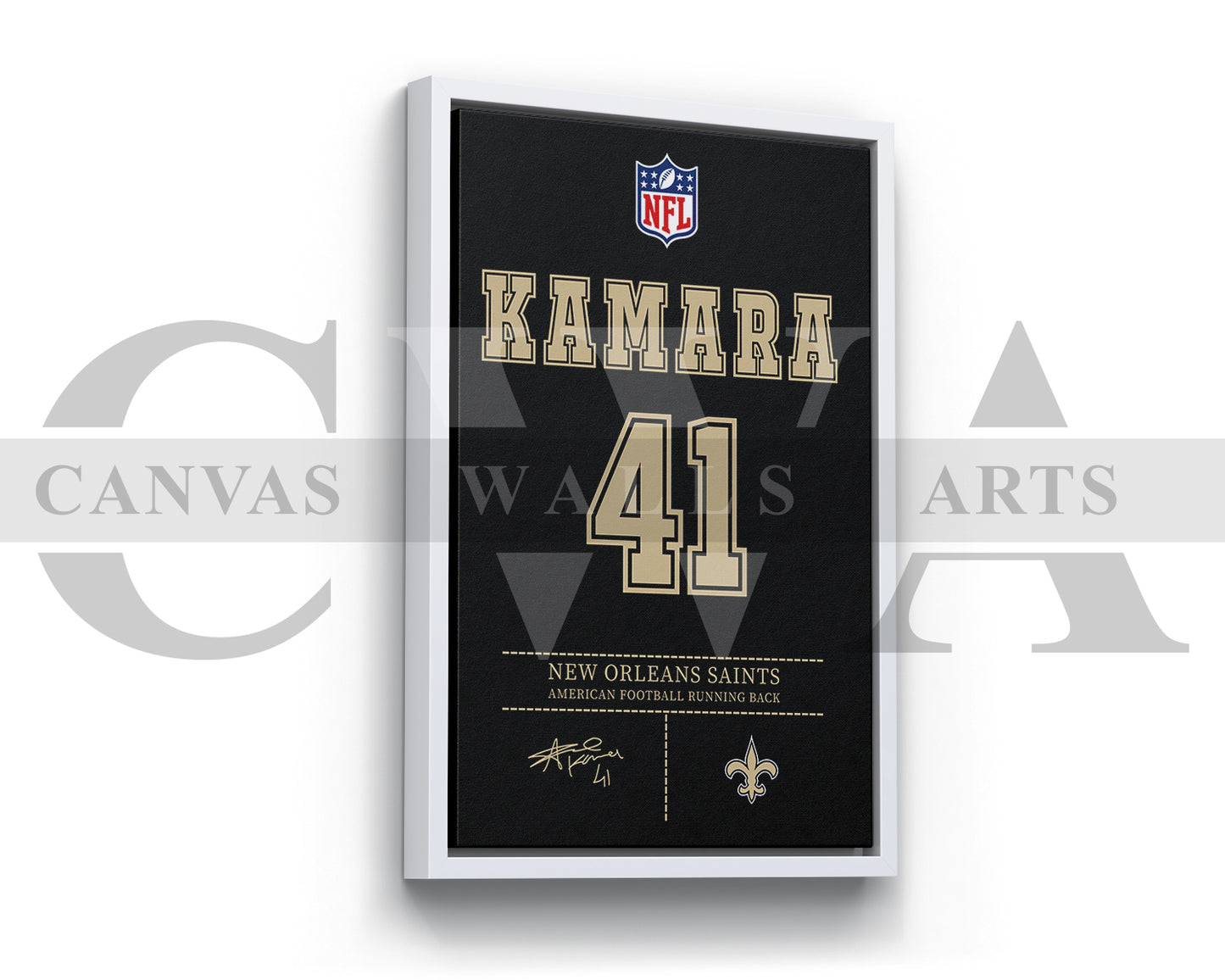 Alvin Kamara Canvas Wall Art - NFL Jersey Poster | Ready to Hang Sports Canvas Print