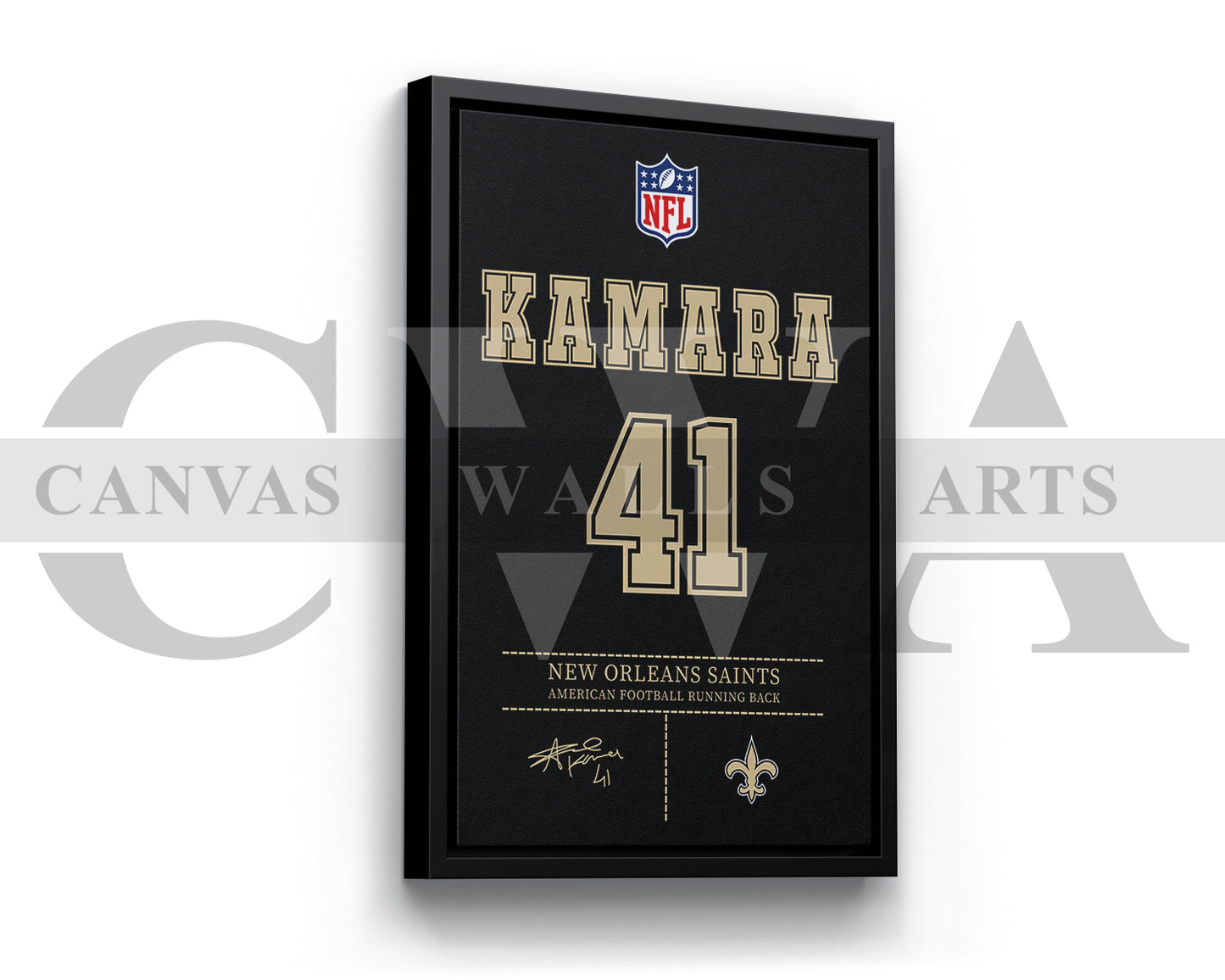 Alvin Kamara Canvas Wall Art - NFL Jersey Poster | Ready to Hang Sports Canvas Print