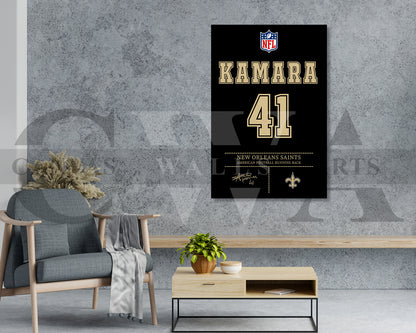 Alvin Kamara Canvas Wall Art - NFL Jersey Poster | Ready to Hang Sports Canvas Print