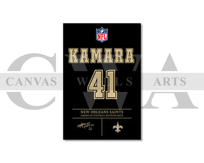Alvin Kamara Canvas Wall Art - NFL Jersey Poster | Ready to Hang Sports Canvas Print