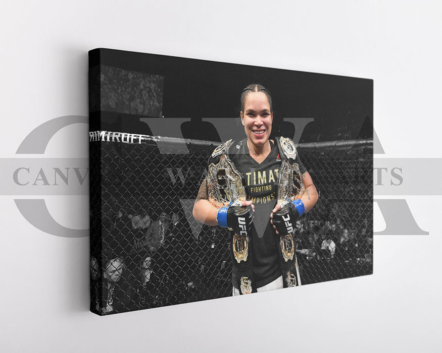 Amanda Nunes Black & White Canvas Art MMA Canvas Wall Art