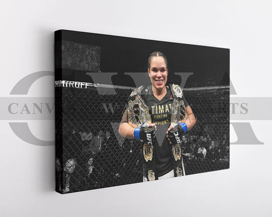 Amanda Nunes Black & White Canvas Art MMA Canvas Wall Art