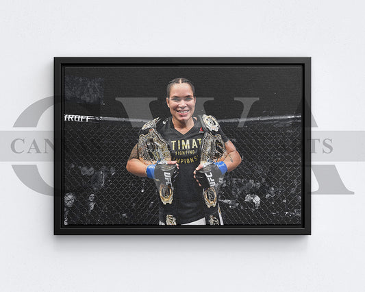 Amanda Nunes Black & White Canvas Art MMA Canvas Wall Art