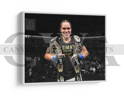 Amanda Nunes Black & White Canvas Art MMA Canvas Wall Art