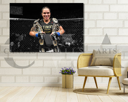 Amanda Nunes Black & White Canvas Art MMA Canvas Wall Art