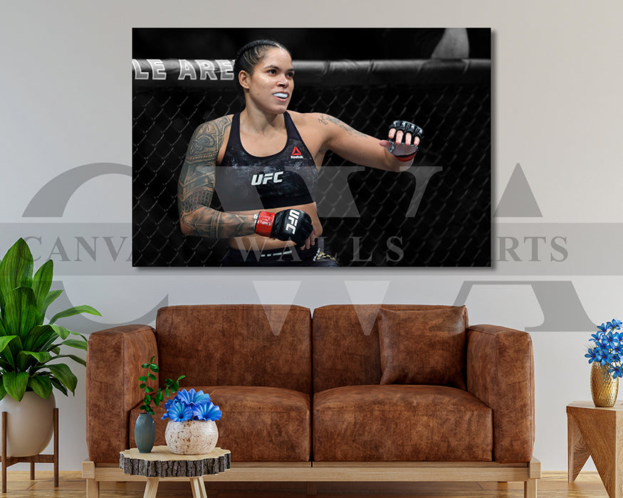Amanda Nunes Black & White Canvas Art MMA Canvas Wall Art