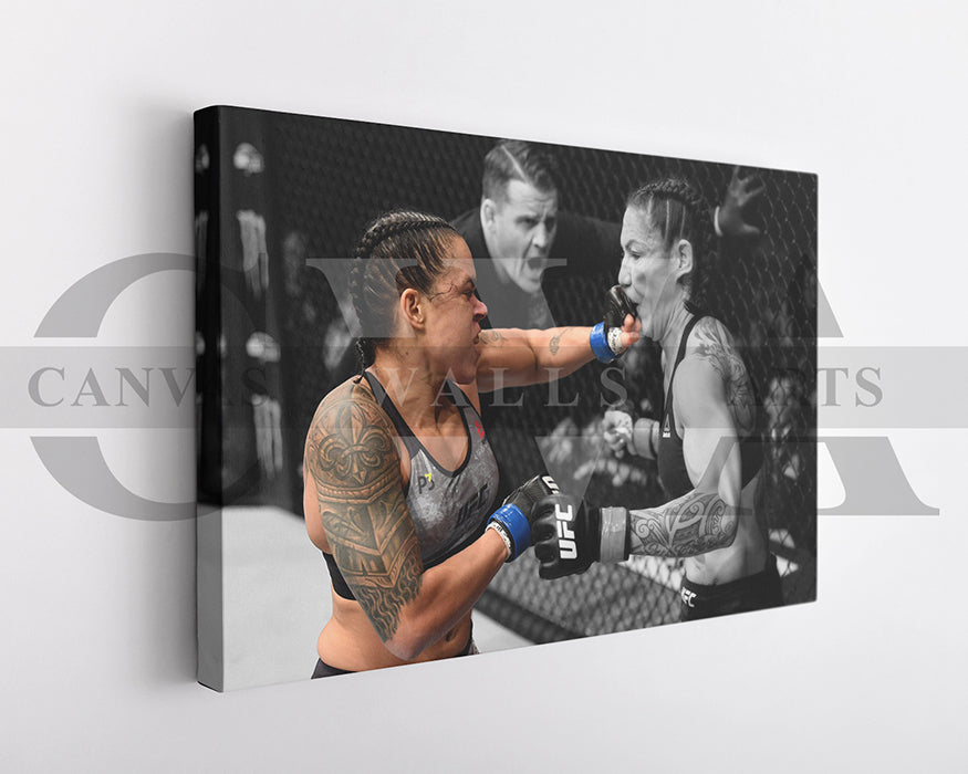 Amanda Nunes Black & White Canvas Art MMA Canvas Wall Art
