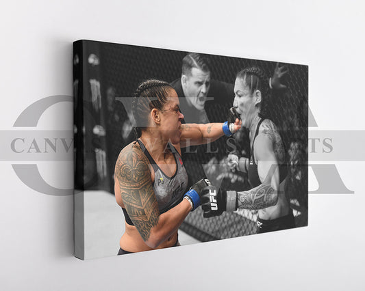 Amanda Nunes Black & White Canvas Art MMA Canvas Wall Art