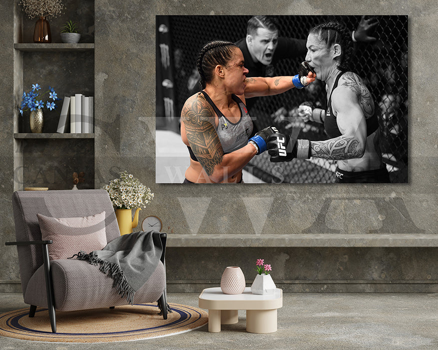 Amanda Nunes Black & White Canvas Art MMA Canvas Wall Art