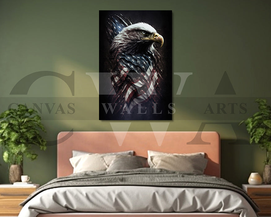 American Eagle USA Flag Canvas Wall Art