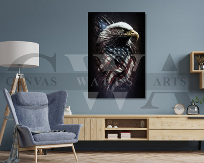 American Eagle USA Flag Canvas Wall Art