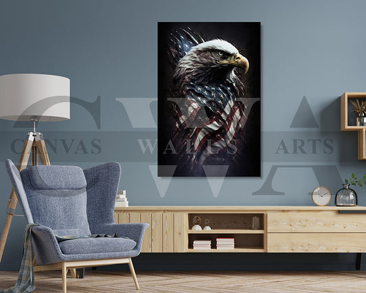 American Eagle USA Flag Canvas Wall Art