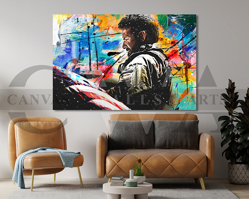 American Sniper Canvas Wall Art Abstract Movie Poster Print