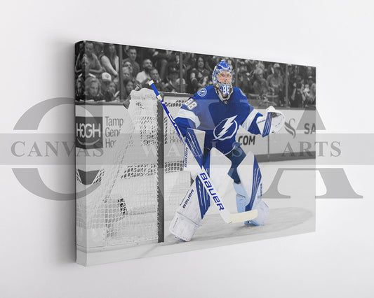 Andrei Vasilevskiy Black & White Canvas Art Ice hockey Canvas Wall Art