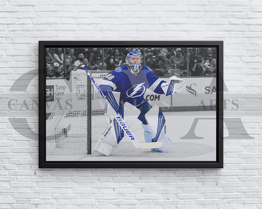 Andrei Vasilevskiy Black & White Canvas Art Ice hockey Canvas Wall Art