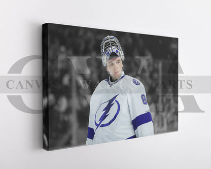 Andrei Vasilevskiy Black & White Canvas Art Ice hockey Canvas Wall Art