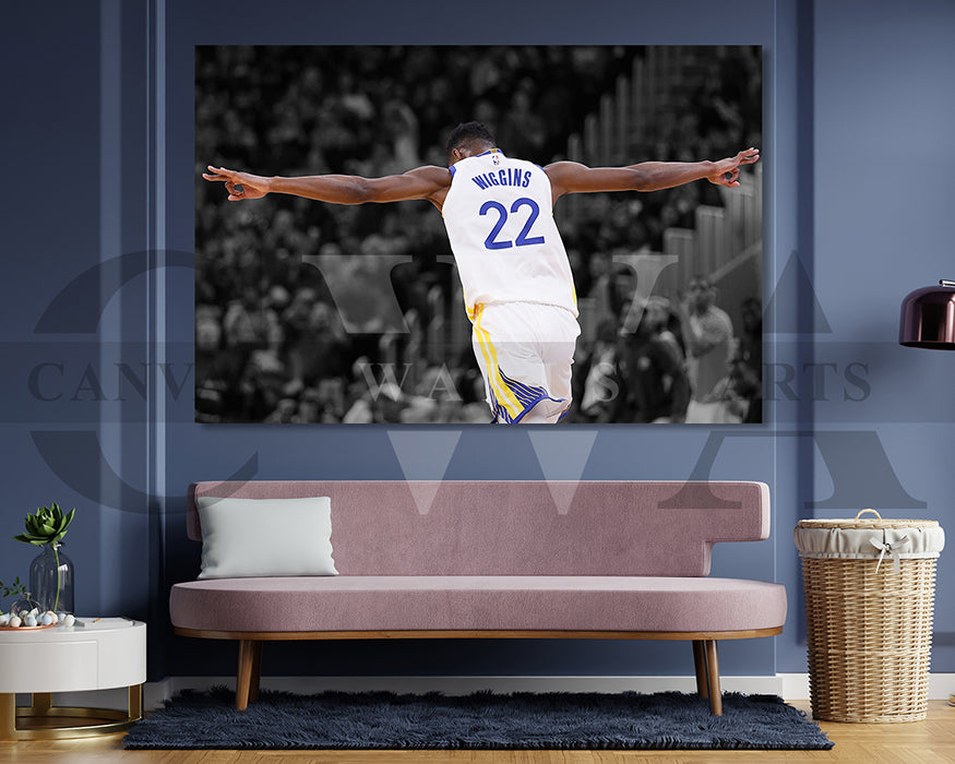 Andrew Wiggins Black & White Canvas Art Basketball Canvas Wall Art