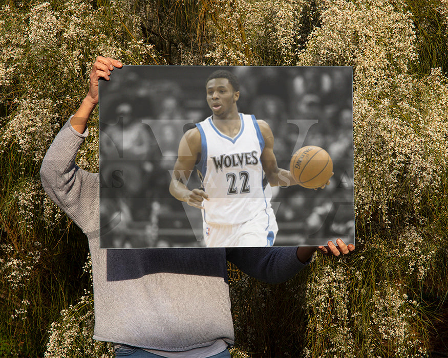 Andrew Wiggins Black & White Canvas Art Basketball Canvas Wall Art