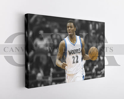 Andrew Wiggins Black & White Canvas Art Basketball Canvas Wall Art
