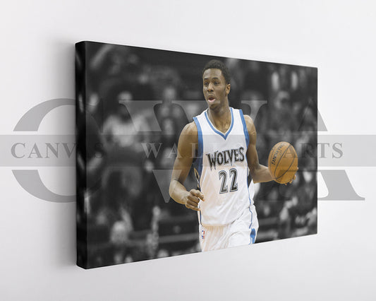 Andrew Wiggins Black & White Canvas Art Basketball Canvas Wall Art