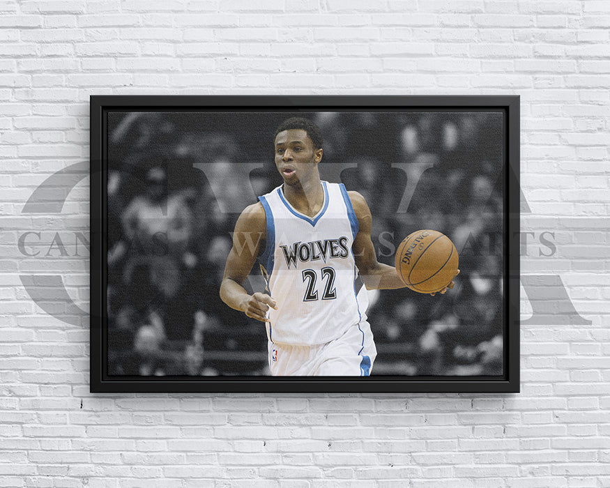 Andrew Wiggins Black & White Canvas Art Basketball Canvas Wall Art