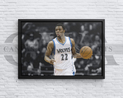 Andrew Wiggins Black & White Canvas Art Basketball Canvas Wall Art