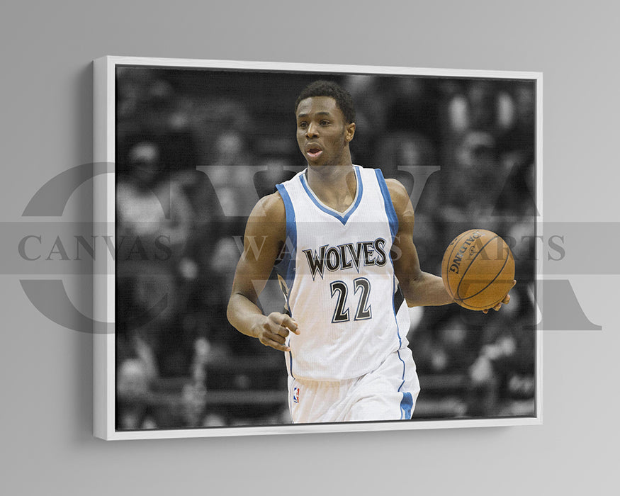 Andrew Wiggins Black & White Canvas Art Basketball Canvas Wall Art