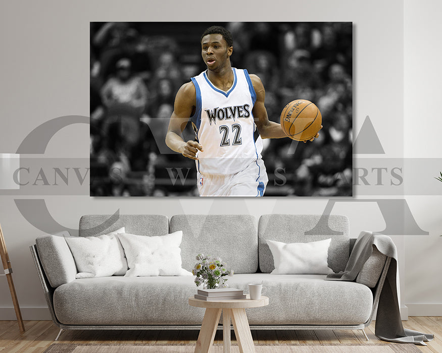 Andrew Wiggins Black & White Canvas Art Basketball Canvas Wall Art