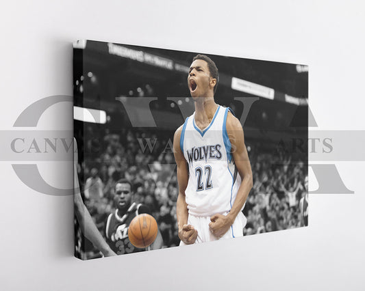 Andrew Wiggins Black & White Canvas Art Basketball Canvas Wall Art