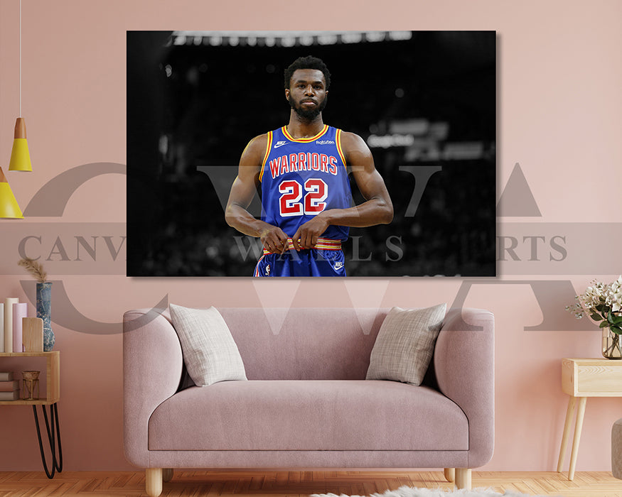 Andrew Wiggins Black & White Canvas Art Basketball Canvas Wall Art