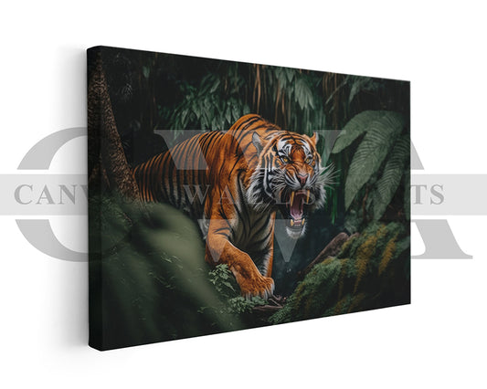 Angry Tiger Canvas Wall Art Animal Poster Print