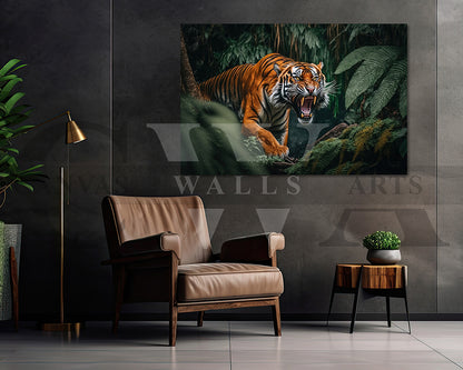 Angry Tiger Canvas Wall Art Animal Poster Print