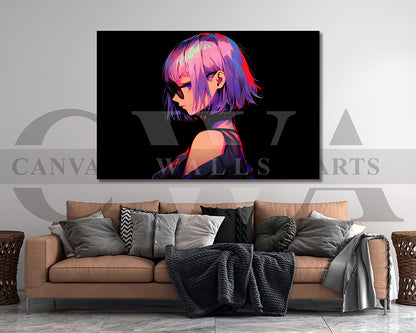 Anime Girl Short Hair Canvas Wall Art