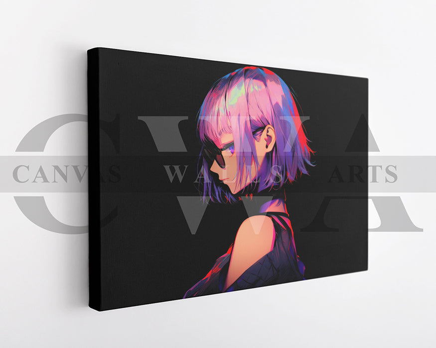 Anime Girl Short Hair Canvas Wall Art