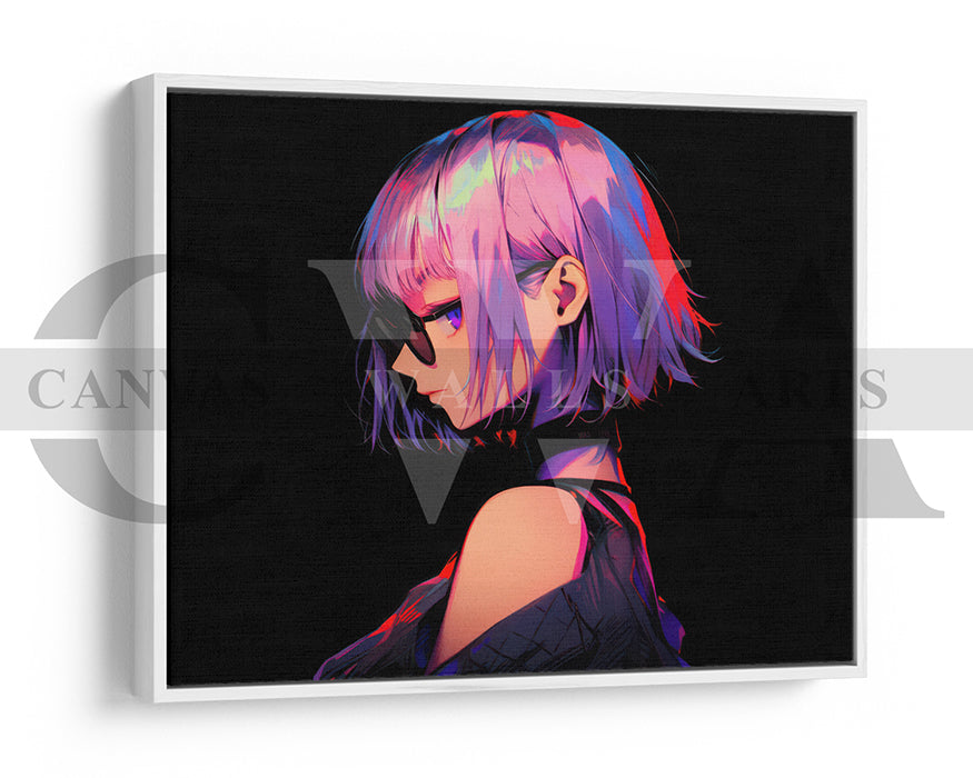 Anime Girl Short Hair Canvas Wall Art