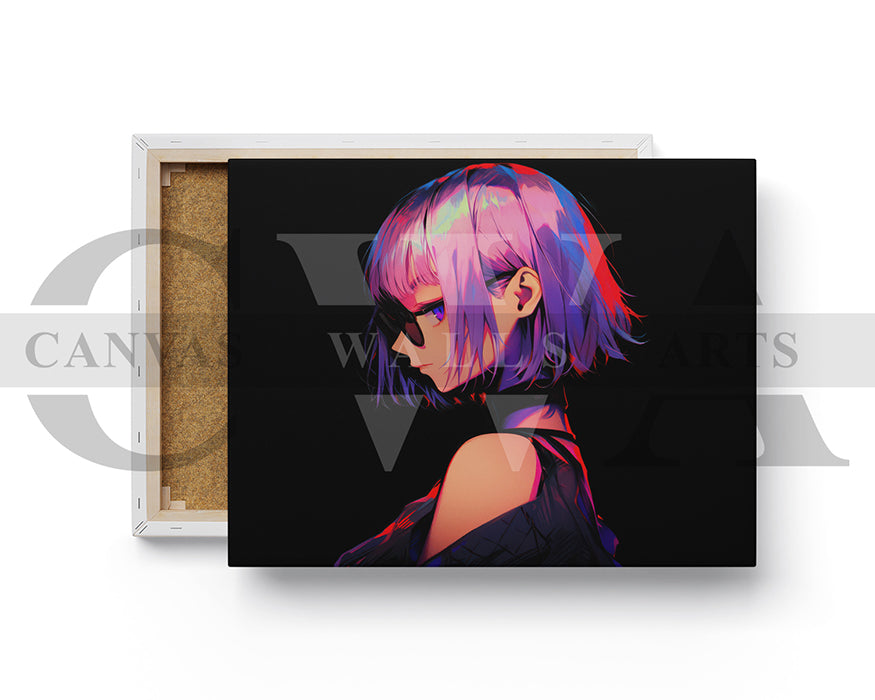 Anime Girl Short Hair Canvas Wall Art
