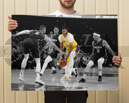 Anthony Davis Black & White Canvas Art Basketball Canvas Wall Art