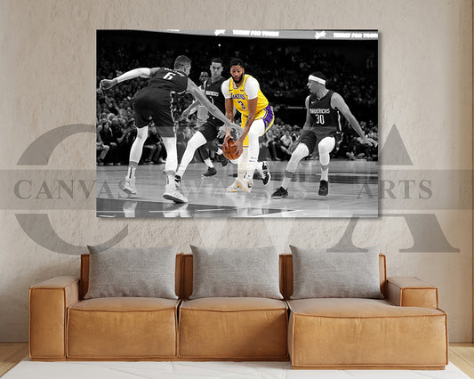 Anthony Davis Black & White Canvas Art Basketball Canvas Wall Art