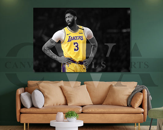 Anthony Davis Black & White Canvas Art Basketball Canvas Wall Art