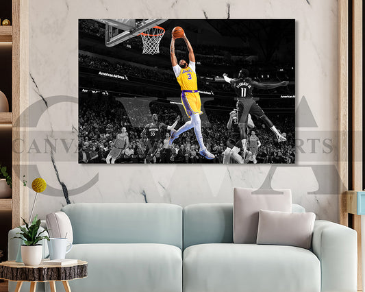 Anthony Davis Black & White Canvas Art Basketball Canvas Wall Art