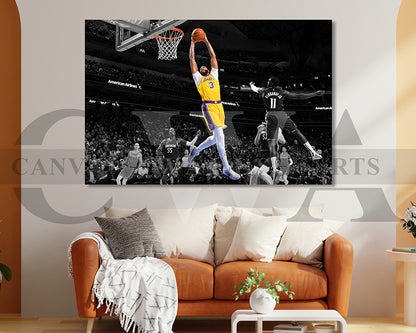 Anthony Davis Black & White Canvas Art Basketball Canvas Wall Art